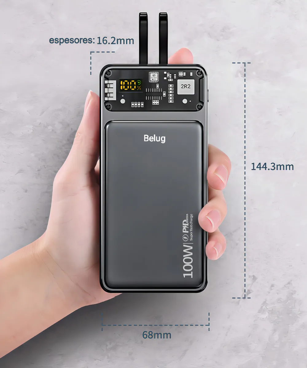 Foto 4 pulgar | Power Bank 22800mah Dx160 Carga Super Rápida 22.5w Con 2 Cables Color Negro
