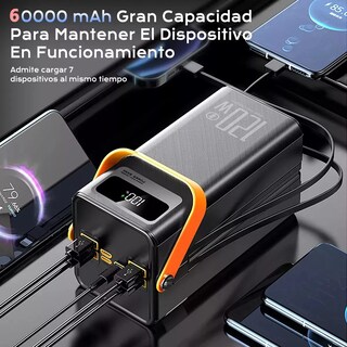 Foto 4 | Power Bank Batería Portátil 60000mah Cargador Ultrarápida Negra Naranja