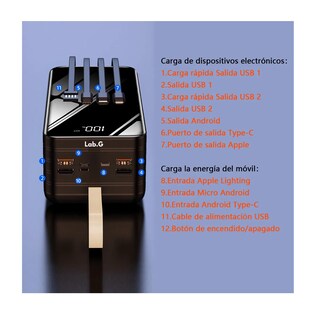 Foto 2 | Power Bank 60000mah Bateria Portatil 66w Carga Super Rápida Negra