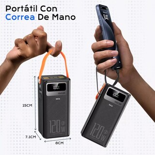 Foto 3 | Power Bank Batería Portátil 60000mah Cargador Ultrarápida Negra Naranja