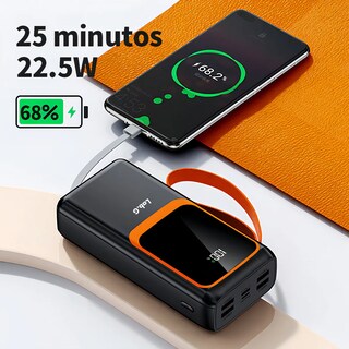 Foto 2 | Power Bank Batería Portátil 32000mah Pd22.5w/3a Carga Rápida Negro Naranja