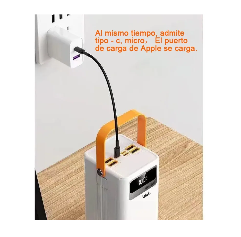 Foto 3 | Power Bank Batería Portátil 60000mah Cargador Ultrarápida Blanca Naranja