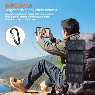 Foto 5 | Power Bank Solar Portátil 36800mah Batería Con Luz 4 Cables