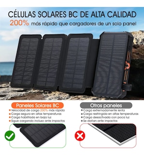 Foto 7 | Power Bank Solar Portátil 36800mah Batería Con Luz 4 Cables