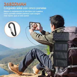 Foto 5 | Power Bank Solar Portátil 36800mah Batería Con Luz 4 Cables