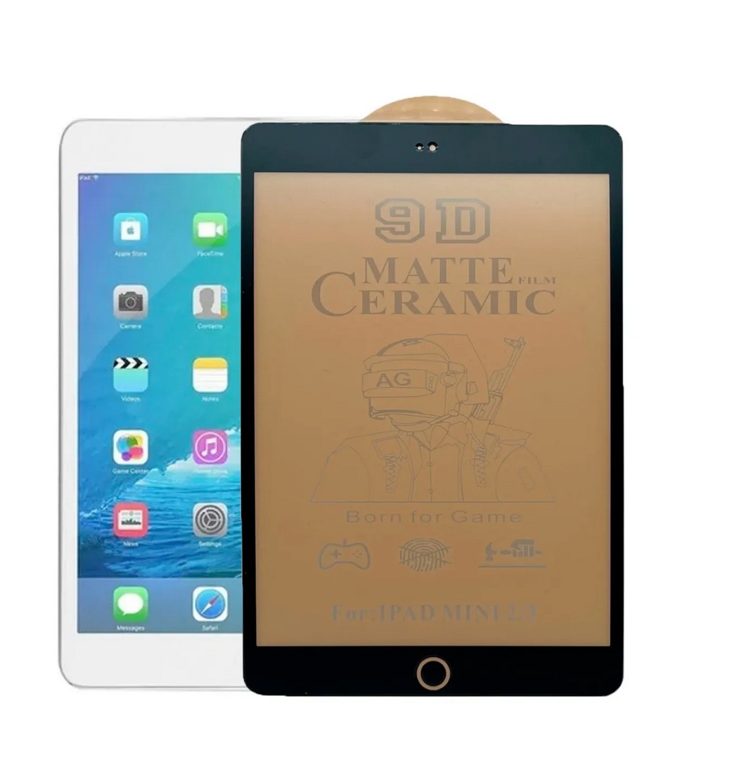 Micas Premium de Cerámica para iPad Mini 1 2 3 Superficie Mate Borde color Negro 2 Piezas
