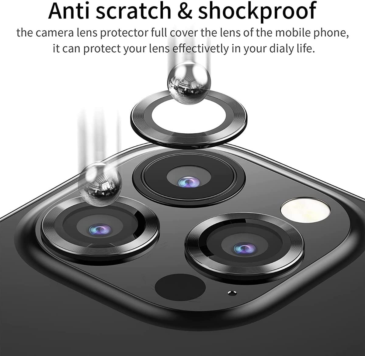 Foto 5 pulgar | Protector De Lente Cámara Ximxi color Negro Compatible IPhone 13pro/pro Max Aro De Metal Grafito