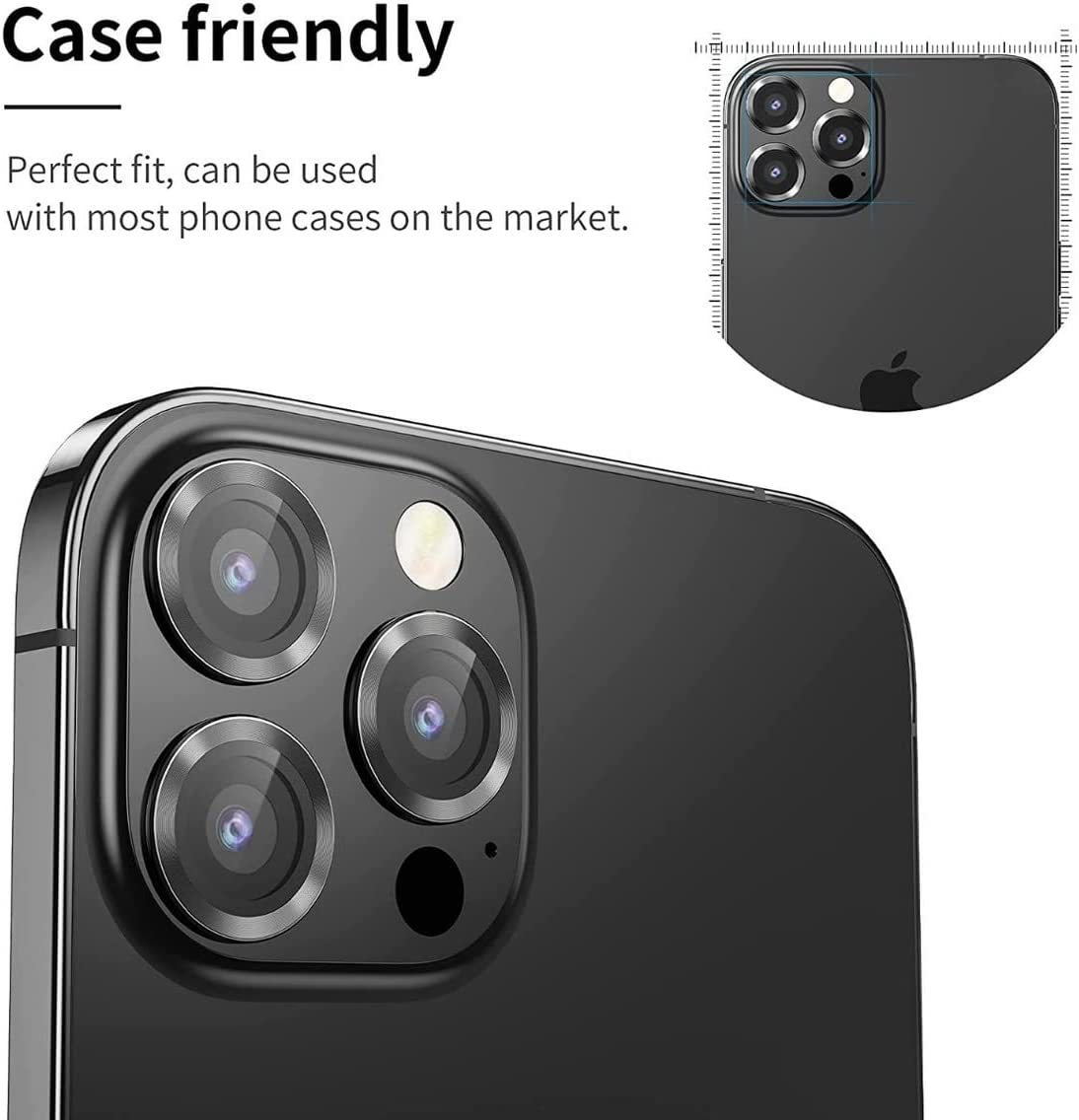 Foto 6 pulgar | Protector De Lente Cámara Ximxi color Negro Compatible IPhone 13pro/pro Max Aro De Metal Grafito