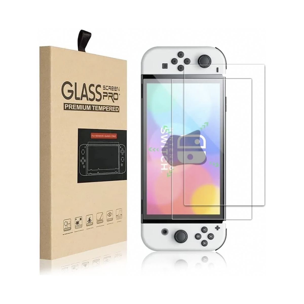 Dos Piezas de Mica Cristal Templado Netonbox Para Nintendo Switch Oled Año 2021