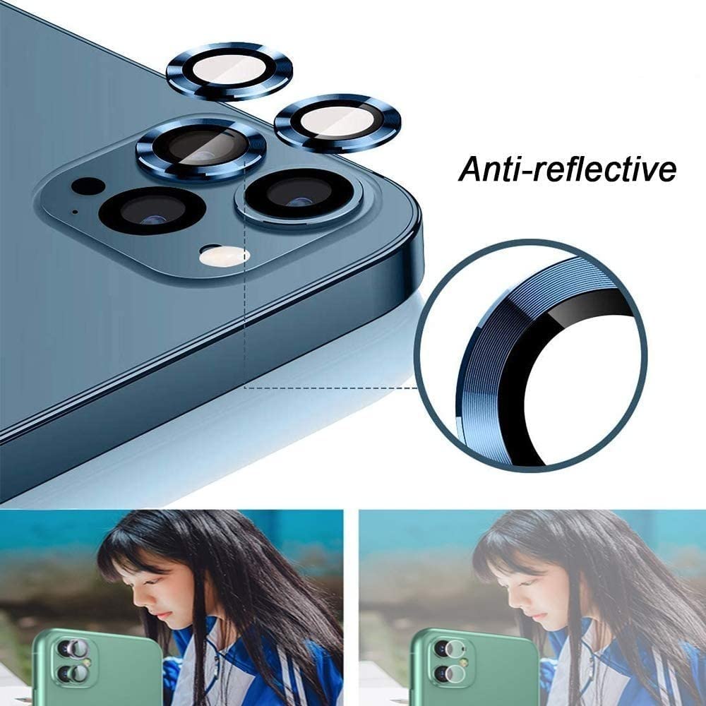 Foto 5 pulgar | Protector De Lente Cámara color Azul Compatible con iPhone 12pro/12pro Max/11pro Aro De Metal