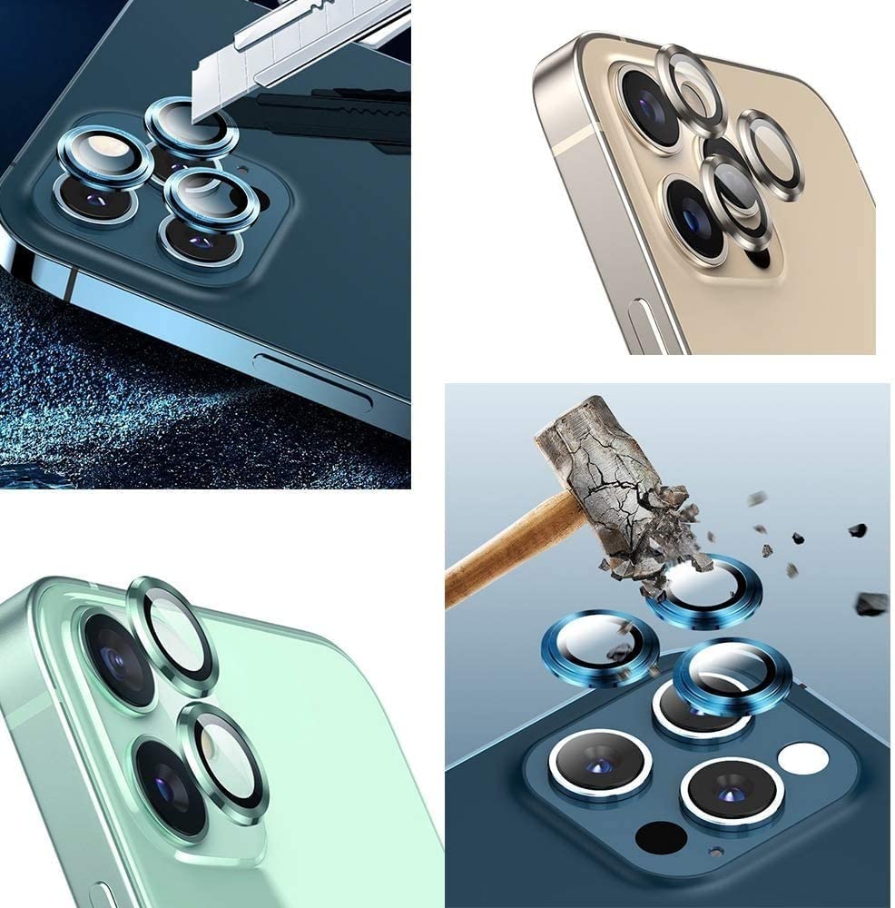 Foto 7 pulgar | Protector De Lente Cámara color Azul Compatible con iPhone 12pro/12pro Max/11pro Aro De Metal