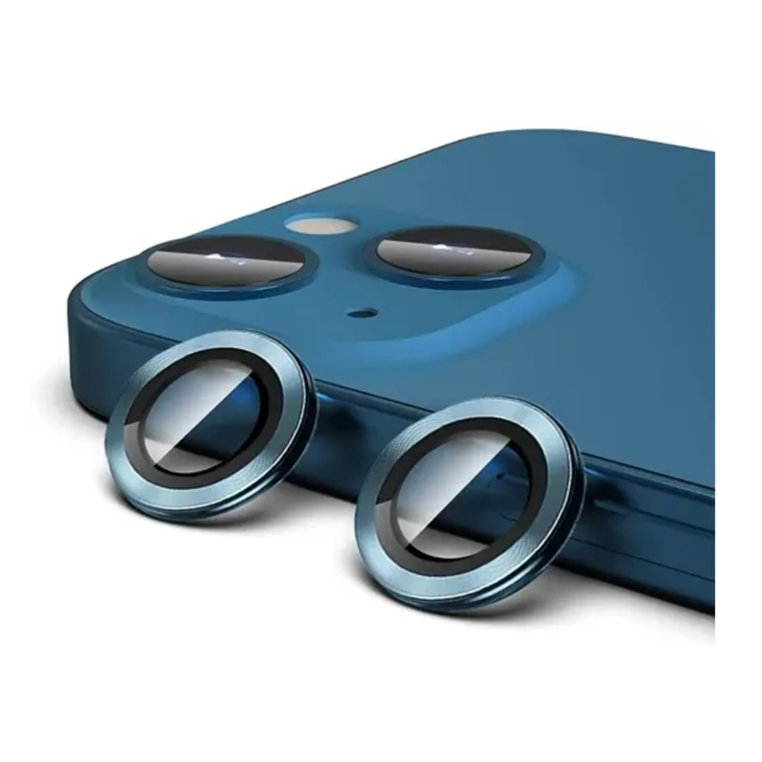 Protector Lente de Cámara XIMXI para iPhone 11 12 y 12mini Aro de Metal color Azul