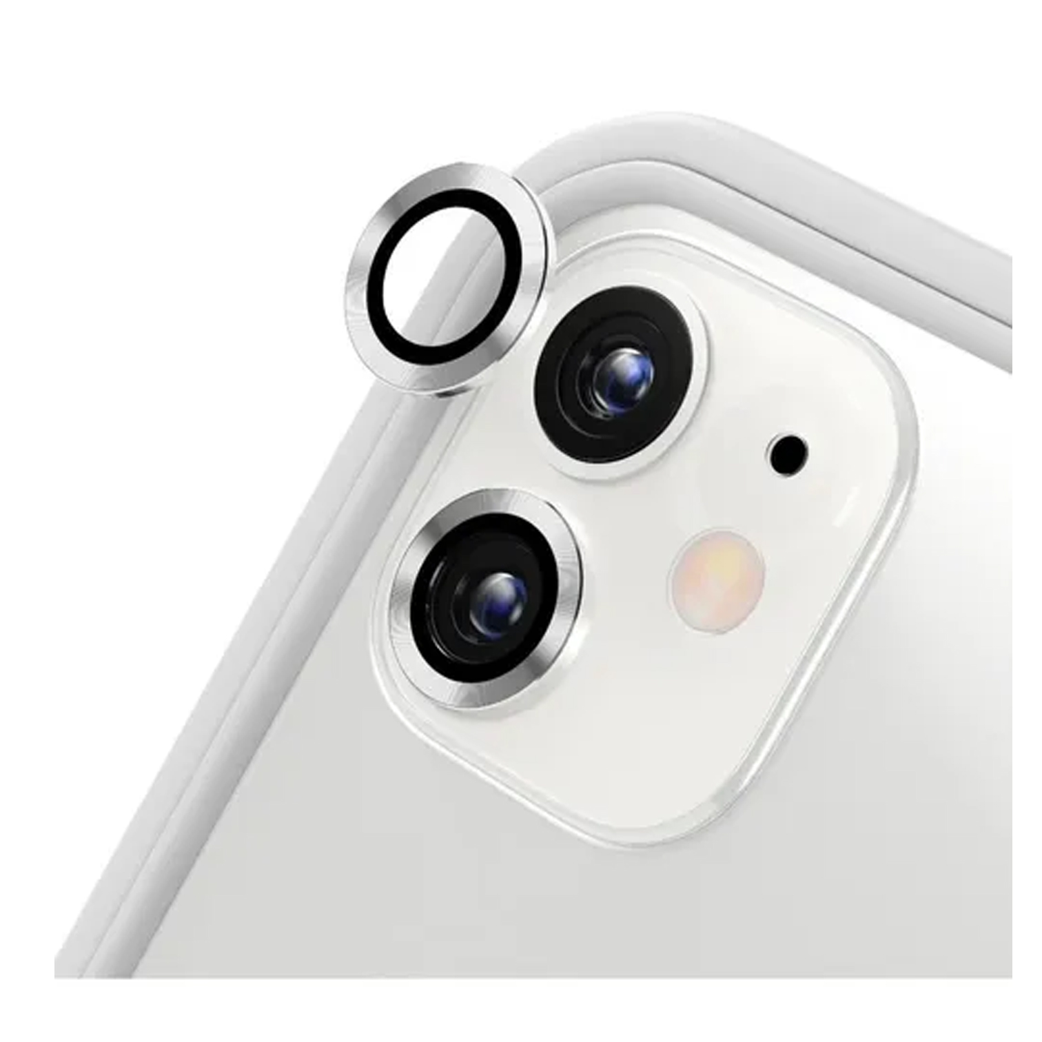 Protector de Lente Cámara XIMXI Compatible con iPhone 11 12 12mini Aro de Metal Plateado