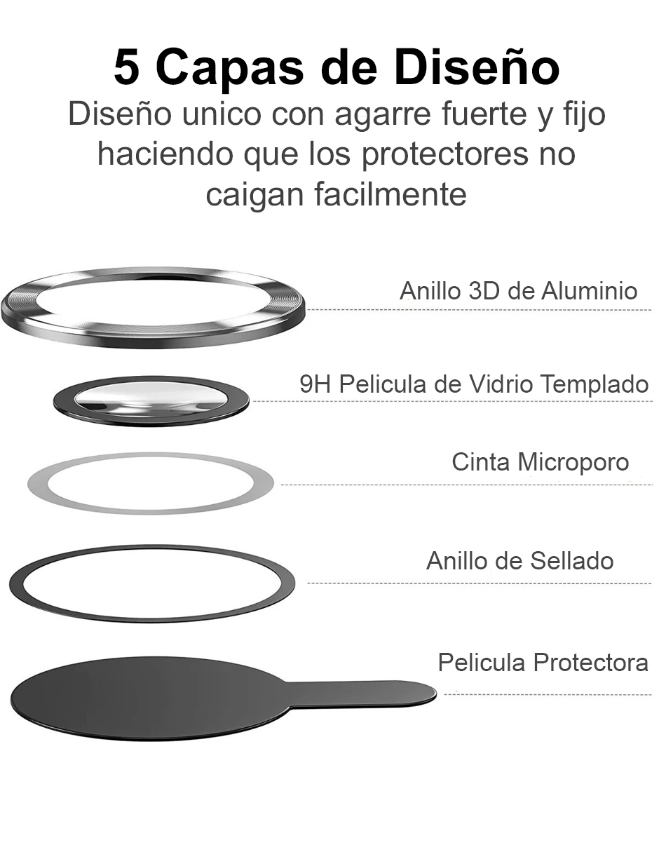 Foto 4 pulgar | Protector de Lente Cámara XIMXI Compatible con iPhone 11 12 12mini Aro de Metal Plateado