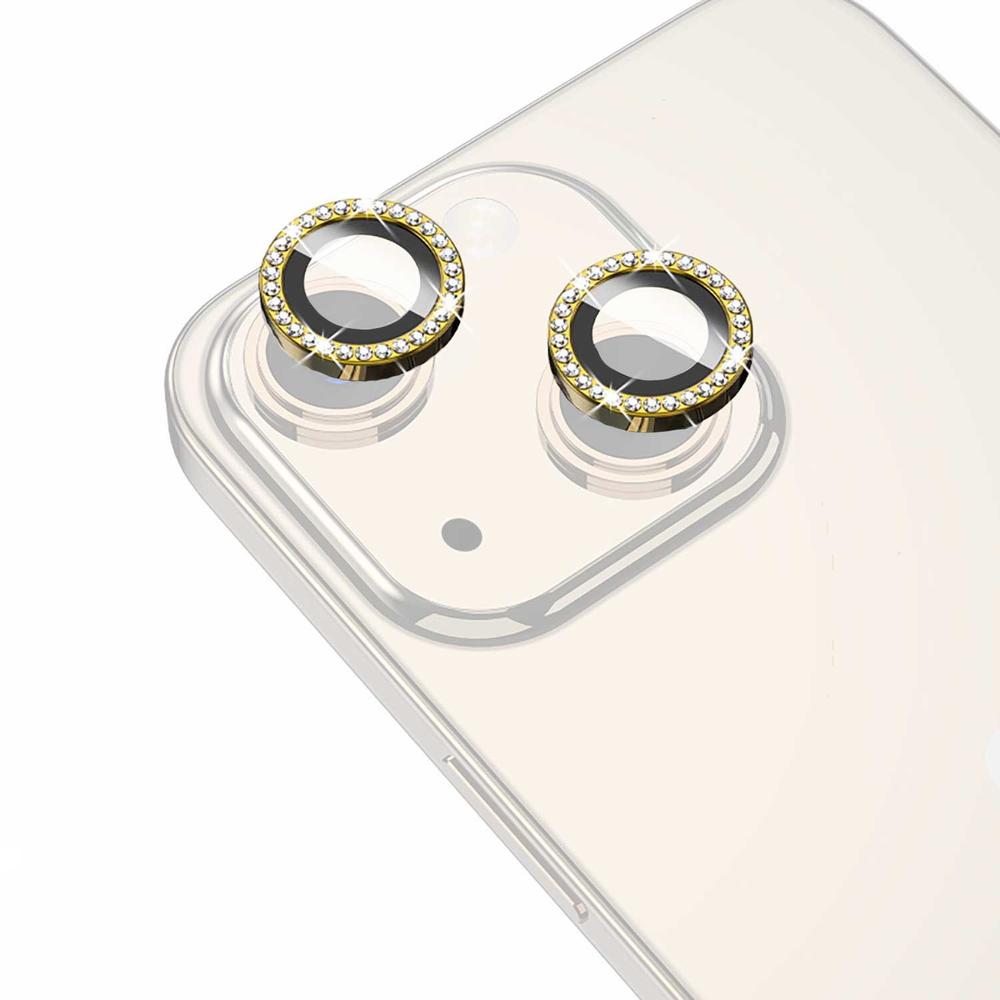 Mica Vidrio Mybat Glamcam Brillos Oro para iPhone 15 y 15 Plus