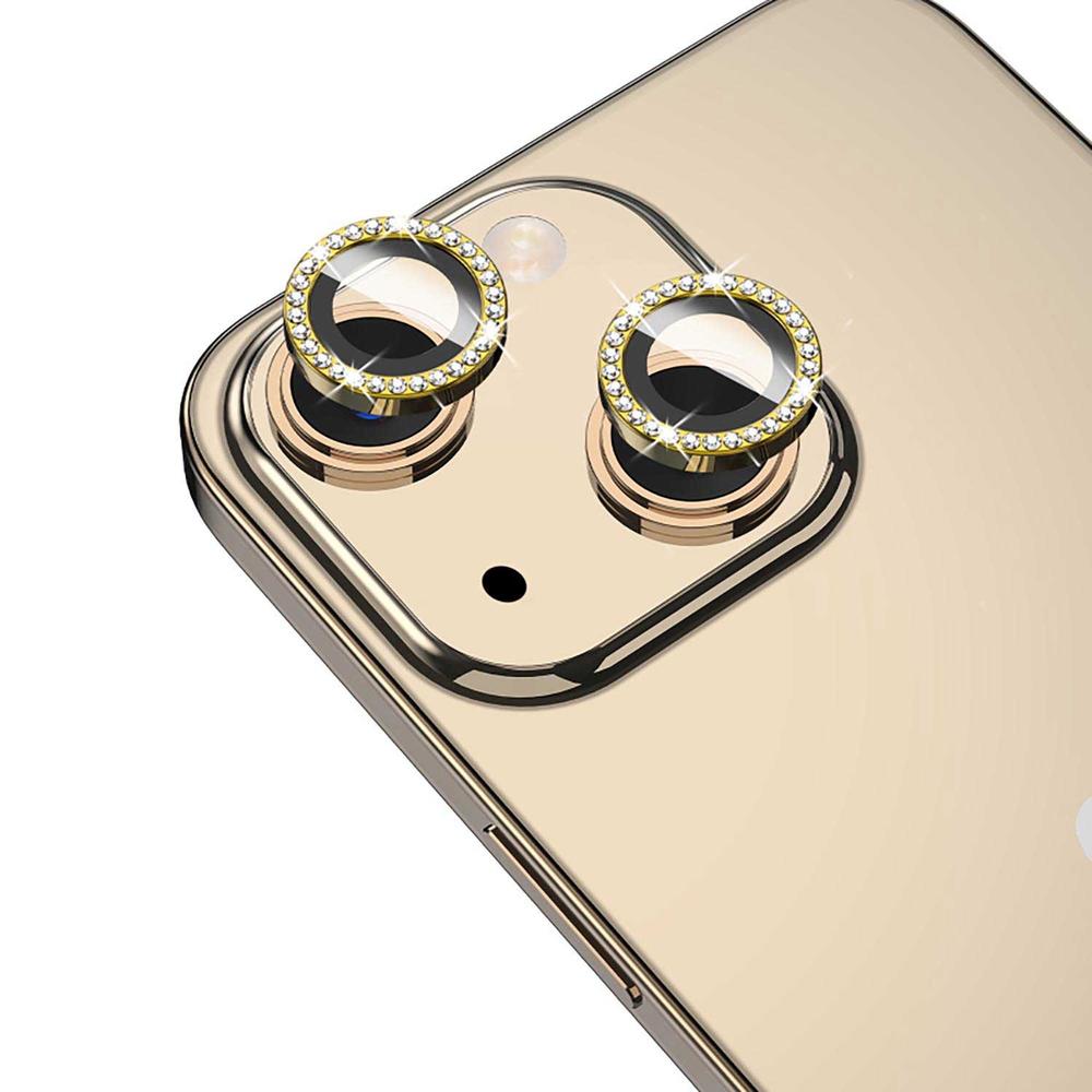 Foto 3 pulgar | Mica Vidrio Mybat Glamcam Brillos Oro para iPhone 15 y 15 Plus