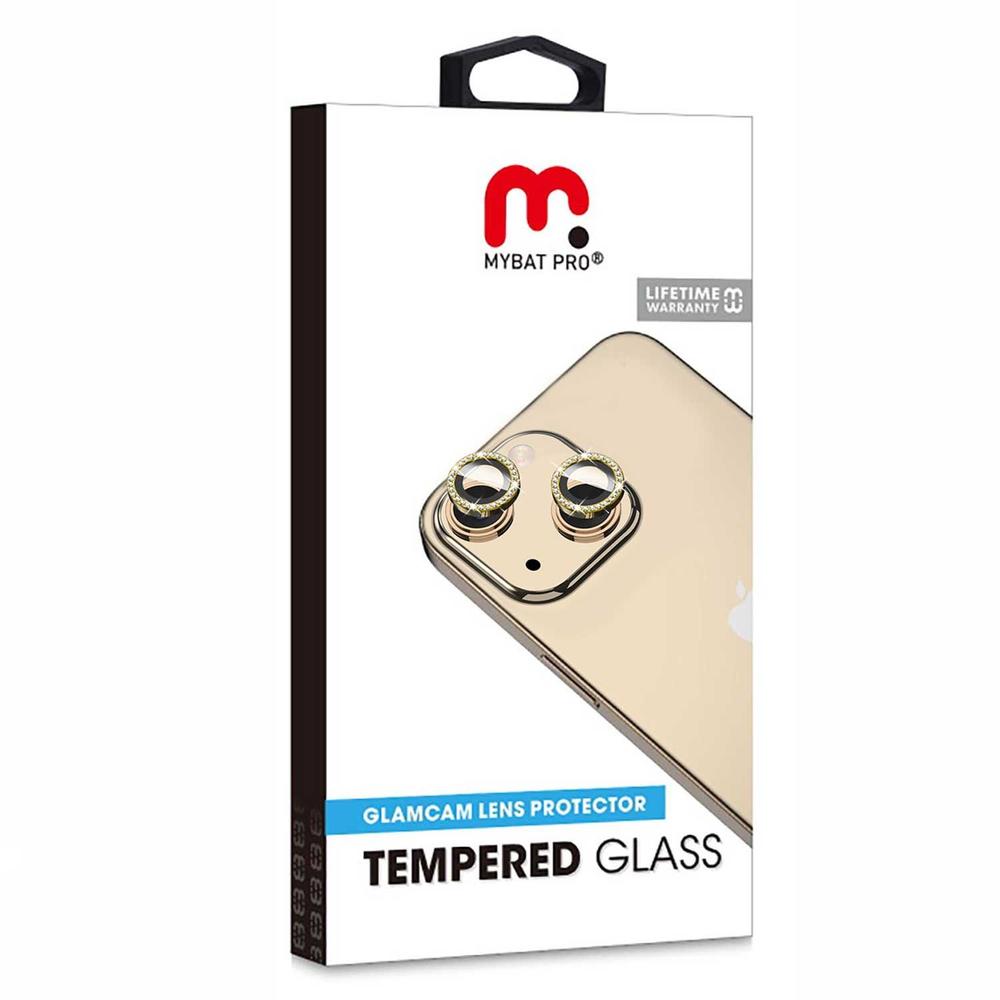 Foto 4 pulgar | Mica Vidrio Mybat Glamcam Brillos Oro para iPhone 15 y 15 Plus