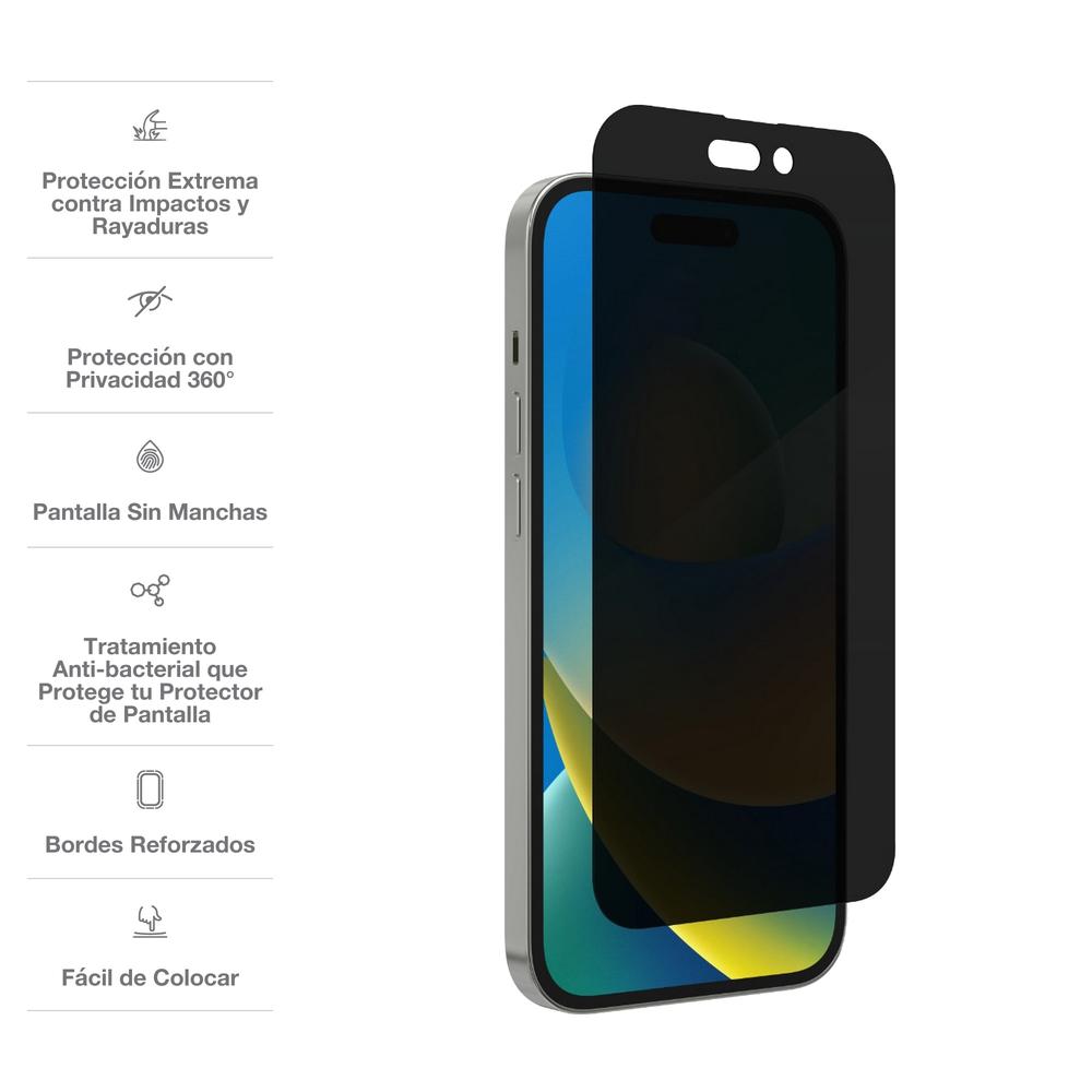 Foto 4 pulgar | Mica InvisibleShield color Gris para iPhone 14 Pro