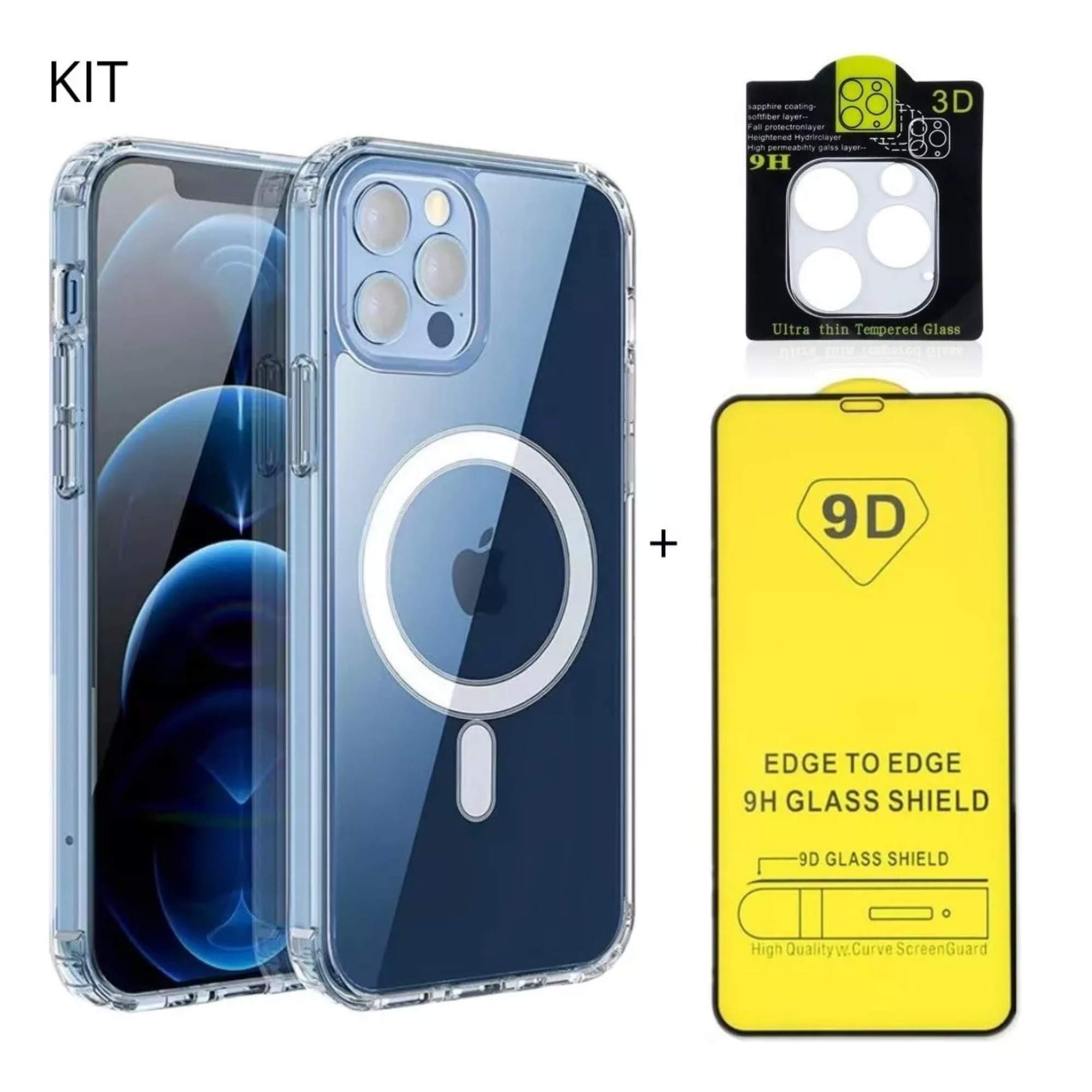 Foto 5 pulgar | Kit Funda + Mica Pantalla + Mica Cámara Para Iphone 12 Pro Magsafe, Mica Vidrio Templado Para Iphone 12 Pro