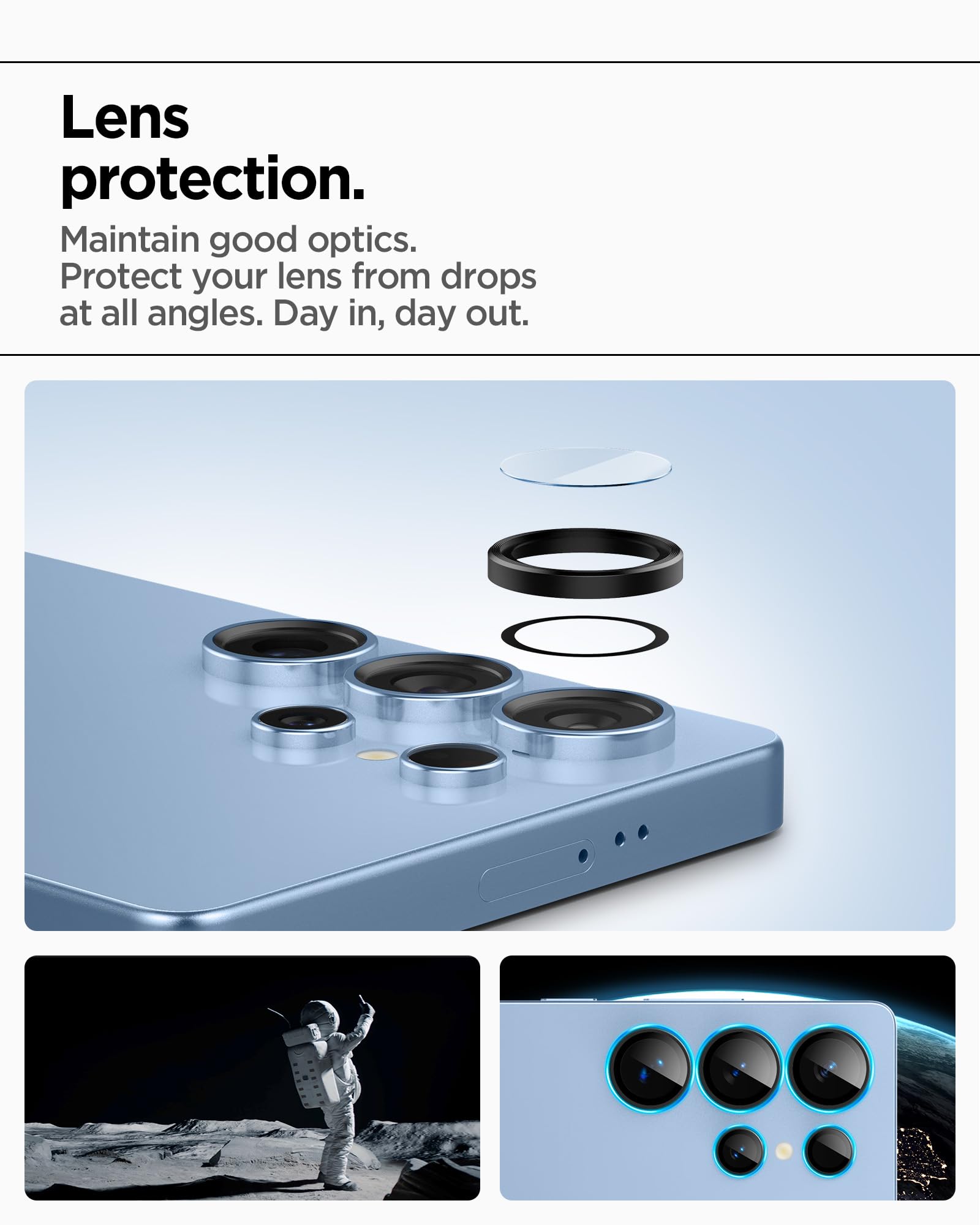 Foto 4 | Protector De Pantalla Para Lente De Cámara Spigen Glastr Ez Fit Galaxy S25 Ultra Black, Paquete De 2 - Venta Interna