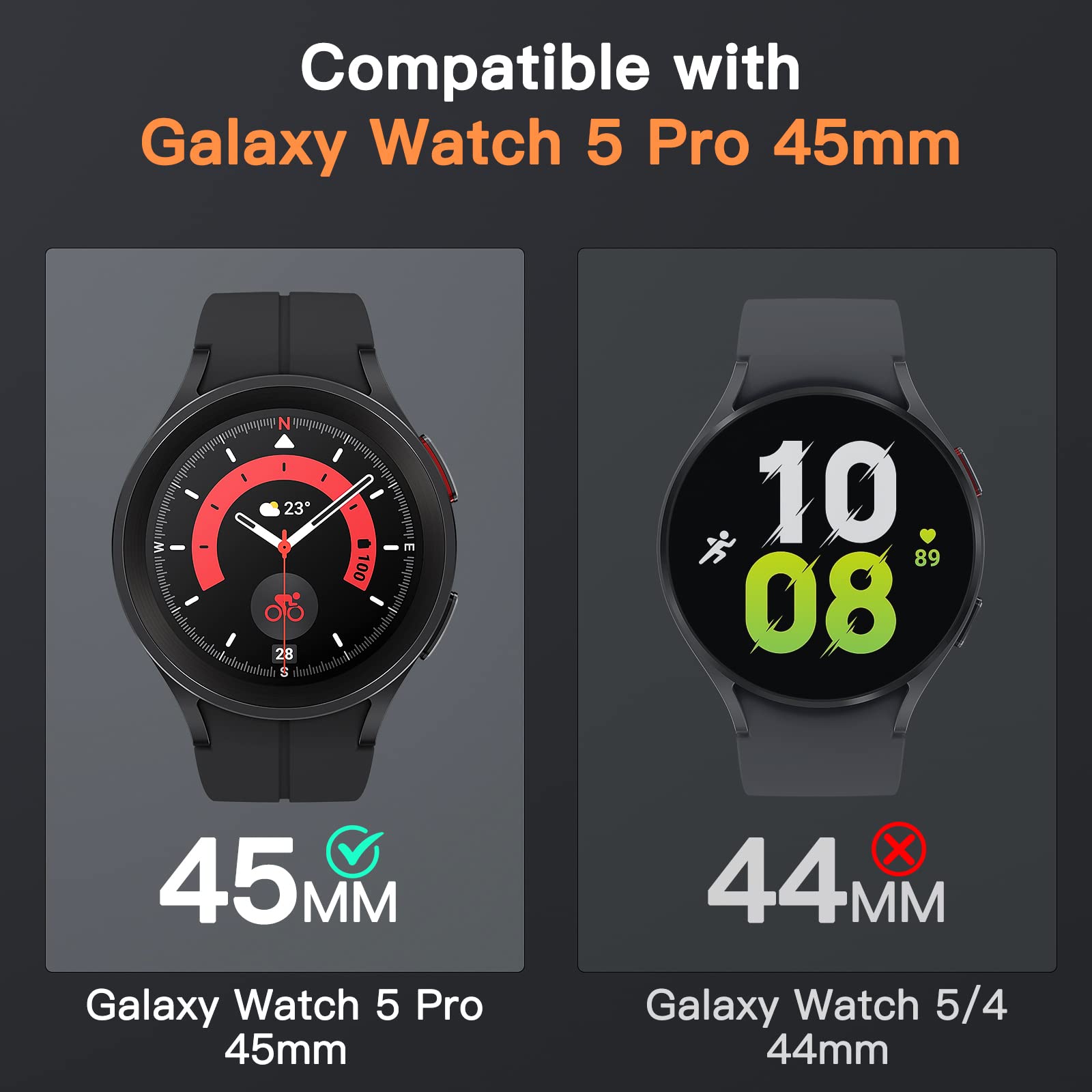 Foto 4 pulgar | Protector De Pantalla Jetech Para Samsung Galaxy Watch 5 Pro De 45 Mm - Venta Internacional.