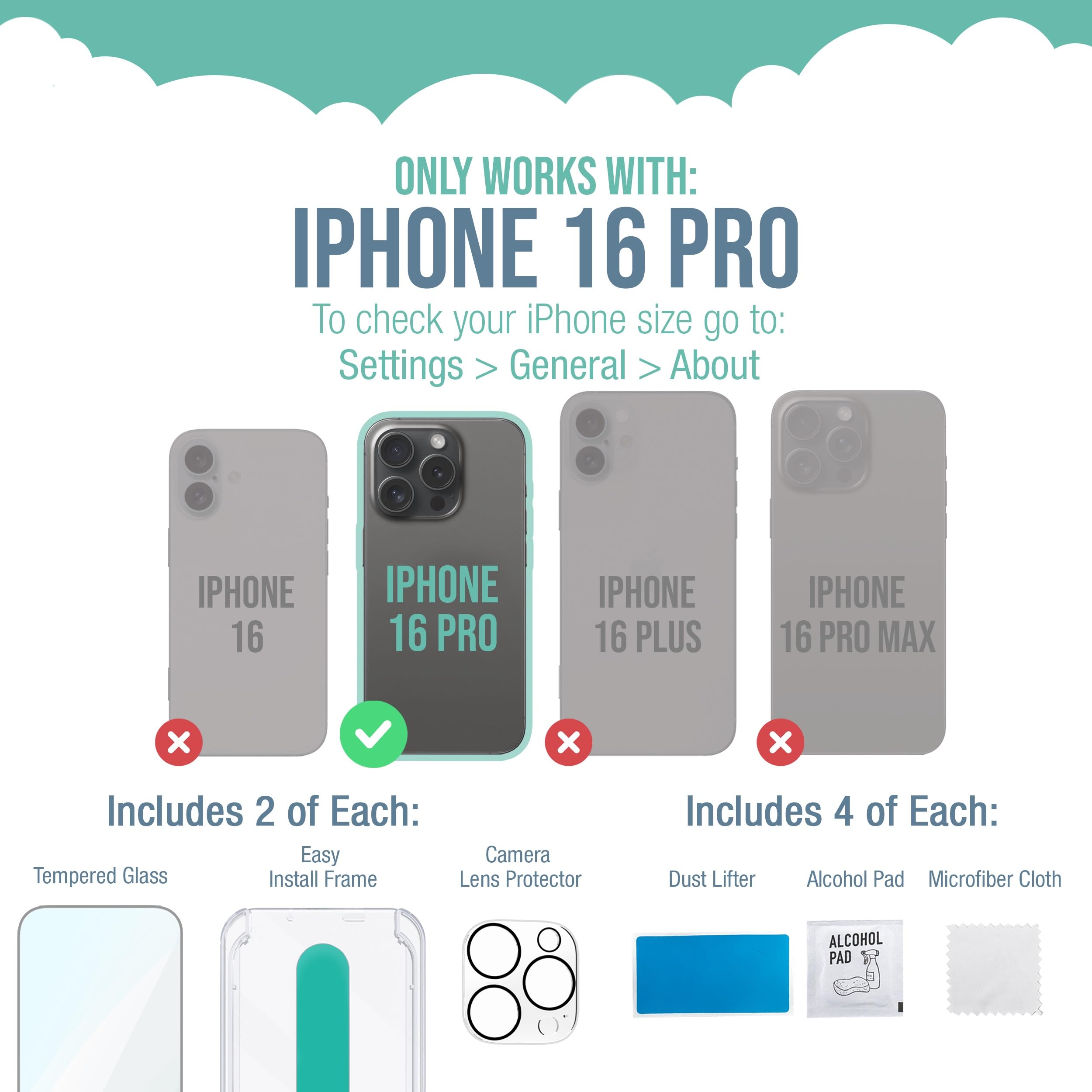 Foto 7 pulgar | Protector De Pantalla Y Fundas Para Lentes De Cámara Para Iphone 16 Pro, Paquete De 2 - Venta Internacional.