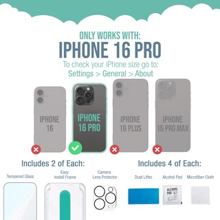 Foto 6 | Protector De Pantalla Y Fundas Para Lentes De Cámara Para Iphone 16 Pro, Paquete De 2 - Venta Internacional.