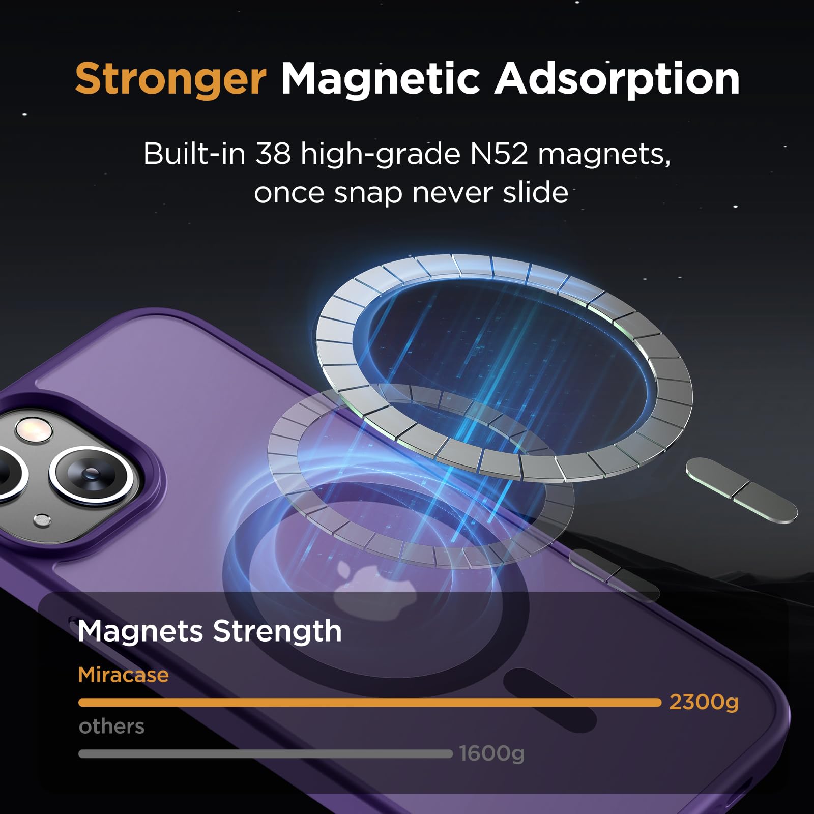 Foto 4 | Funda Para Teléfono Miracase Magnetic Series Para Iphone 13, Color Morado Oscuro - Venta Internacional.