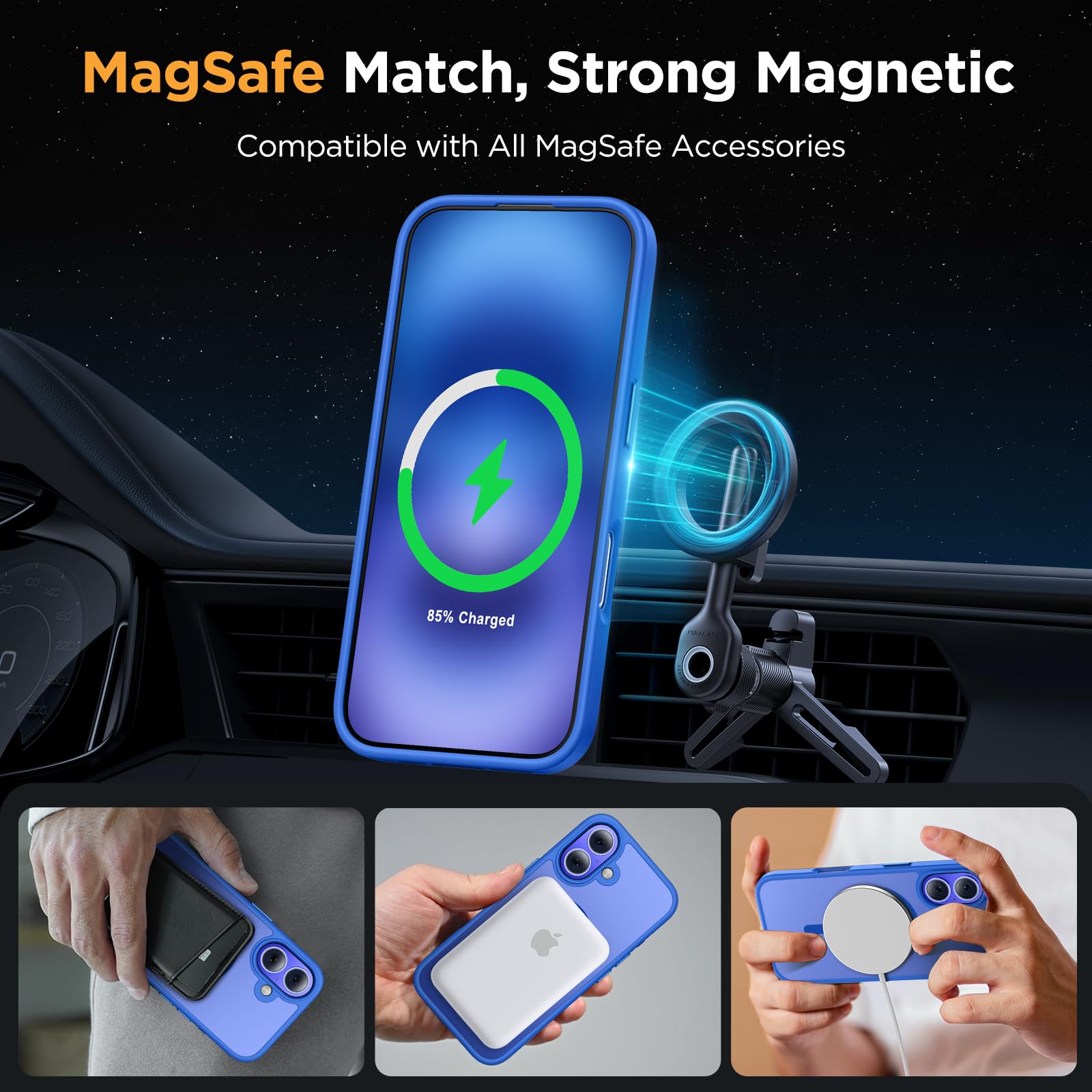 Foto 4 pulgar | Funda Miracase Magnetic Series Para Iphone 16 De 6.1 Pulgadas, Color Azul - Venta Internacional.