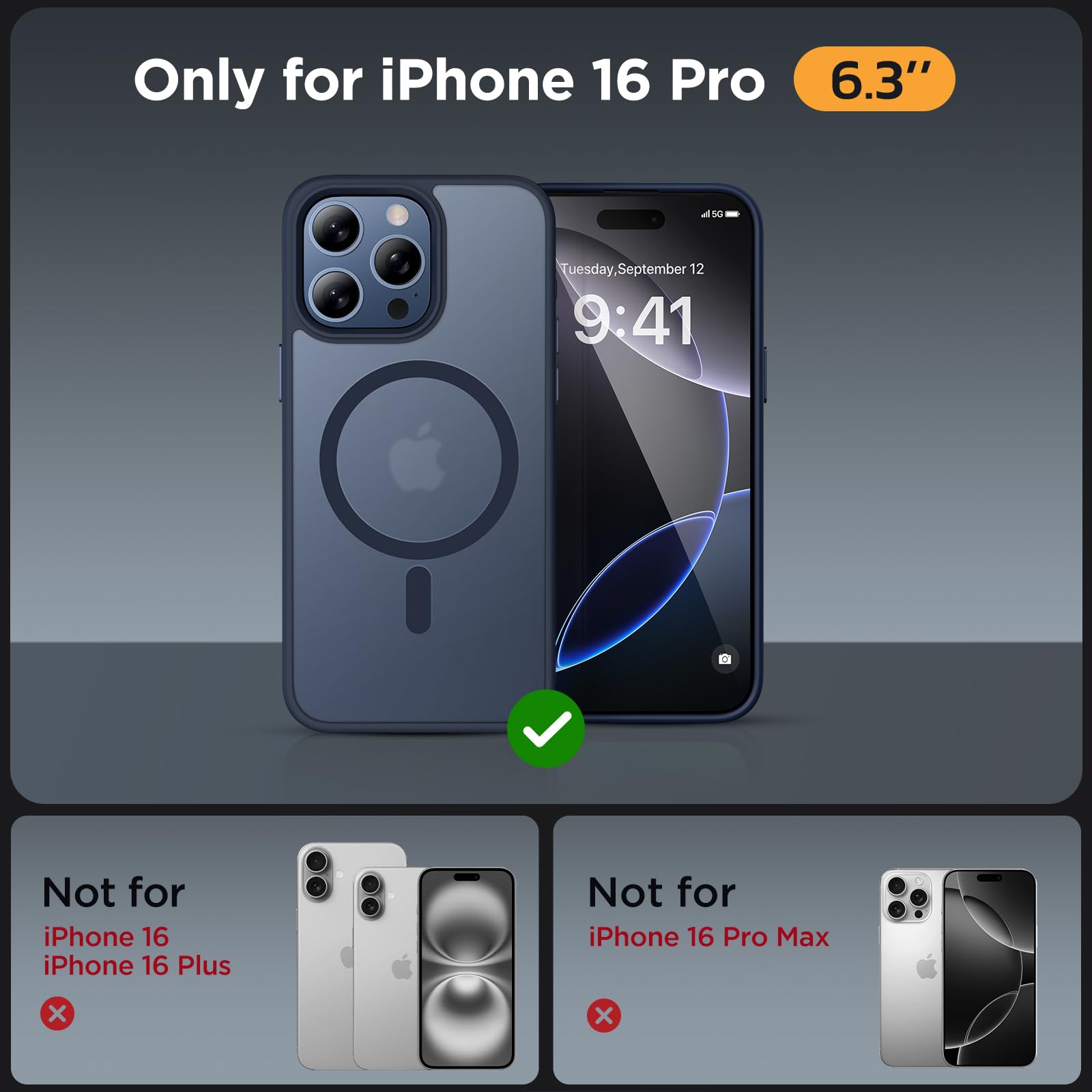 Foto 3 pulgar | Funda Para Teléfono Miracase Magnetic Series Para Iphone 16 Pro, Color Azul Oscuro - Venta Internacional.