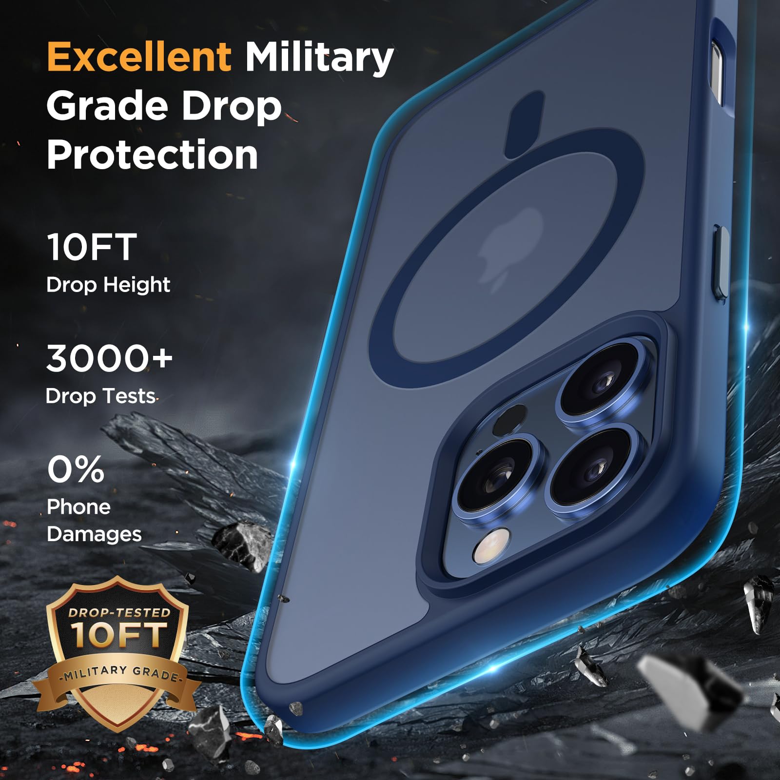 Foto 6 pulgar | Funda Para Teléfono Miracase Magnetic Series Para Iphone 16 Pro, Color Azul Oscuro - Venta Internacional.