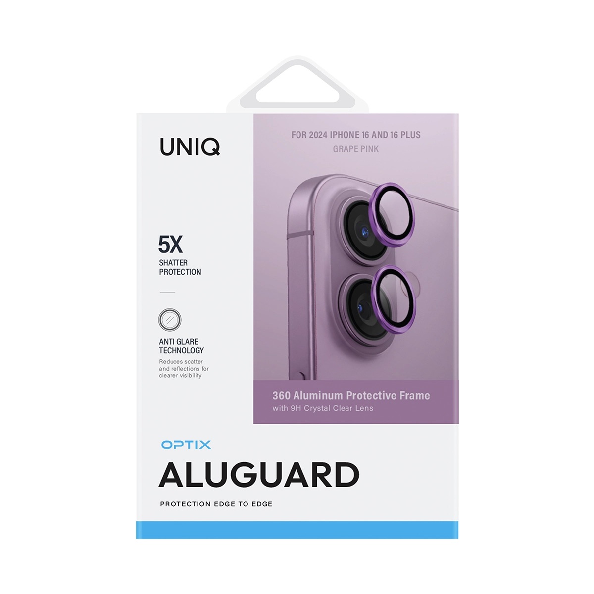 Foto 3 pulgar | Protector De Lentes Para Iphone 16 | Iphone 16 Plus Rosa Uva Aluguard De Optix
