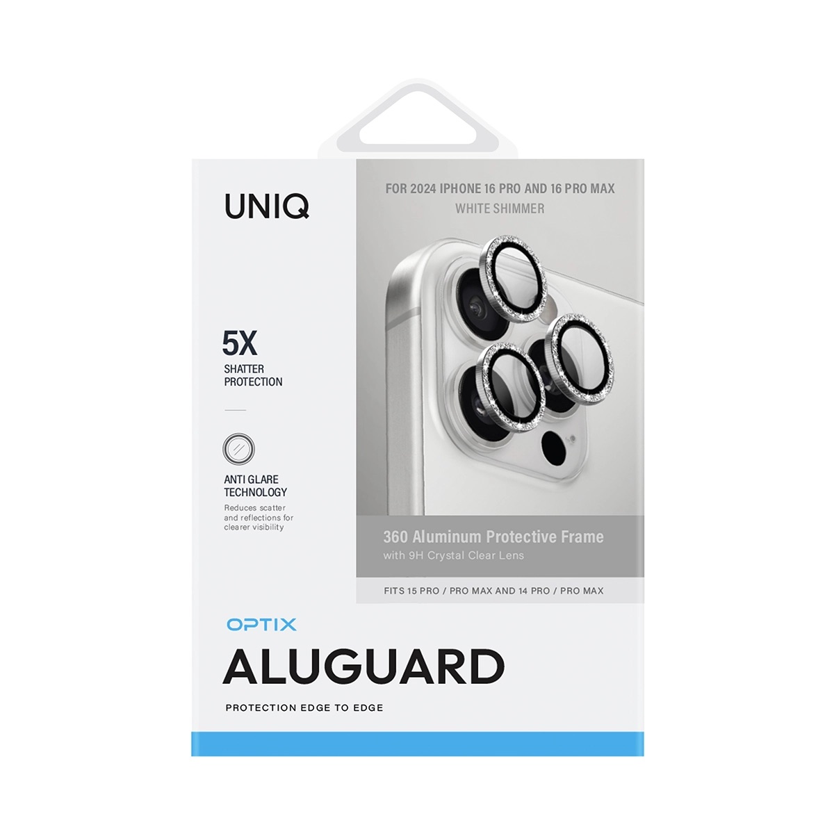 Foto 3 pulgar | Protector De Lentes Para Iphone 16 Pro | Iphone 16 Pro Max Blanco Aluguard De Optix