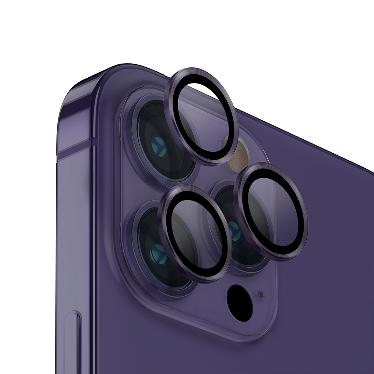 Foto 2 pulgar | Protector De Lentes Para Iphone 14 Pro | Iphone 14 Pro Max Transparente | Morado Clear | Aluminium De Optix