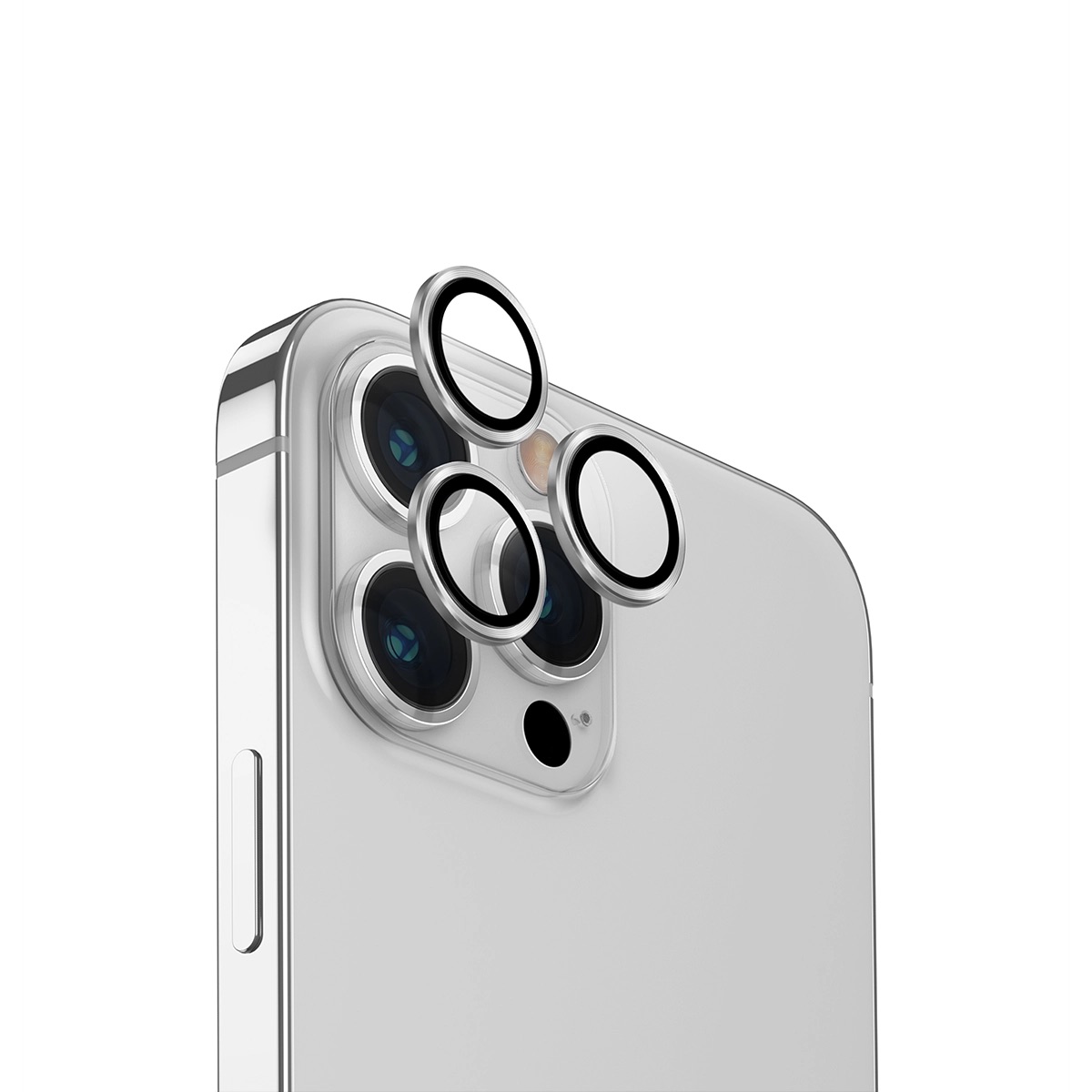 Foto 2 pulgar | Protector De Lentes Para Iphone 15 Pro Max Transparente | Plateado Clear | Aluminium De Optix