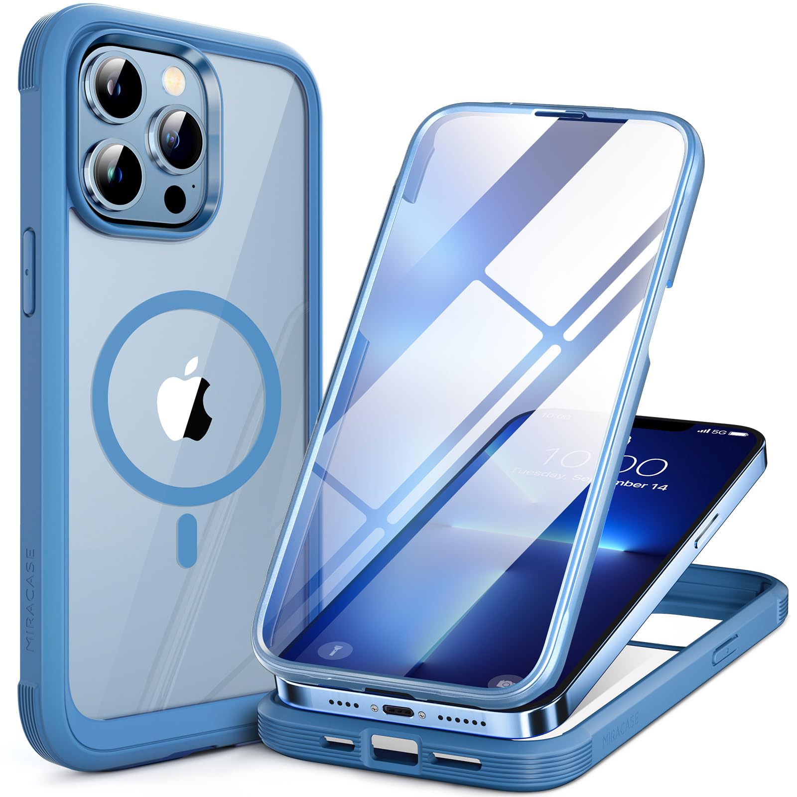 Foto 2 pulgar | Funda De Teléfono Miracase Magnetic Glass Para Iphone 13 Pro Capri Blue - Venta Internacional.