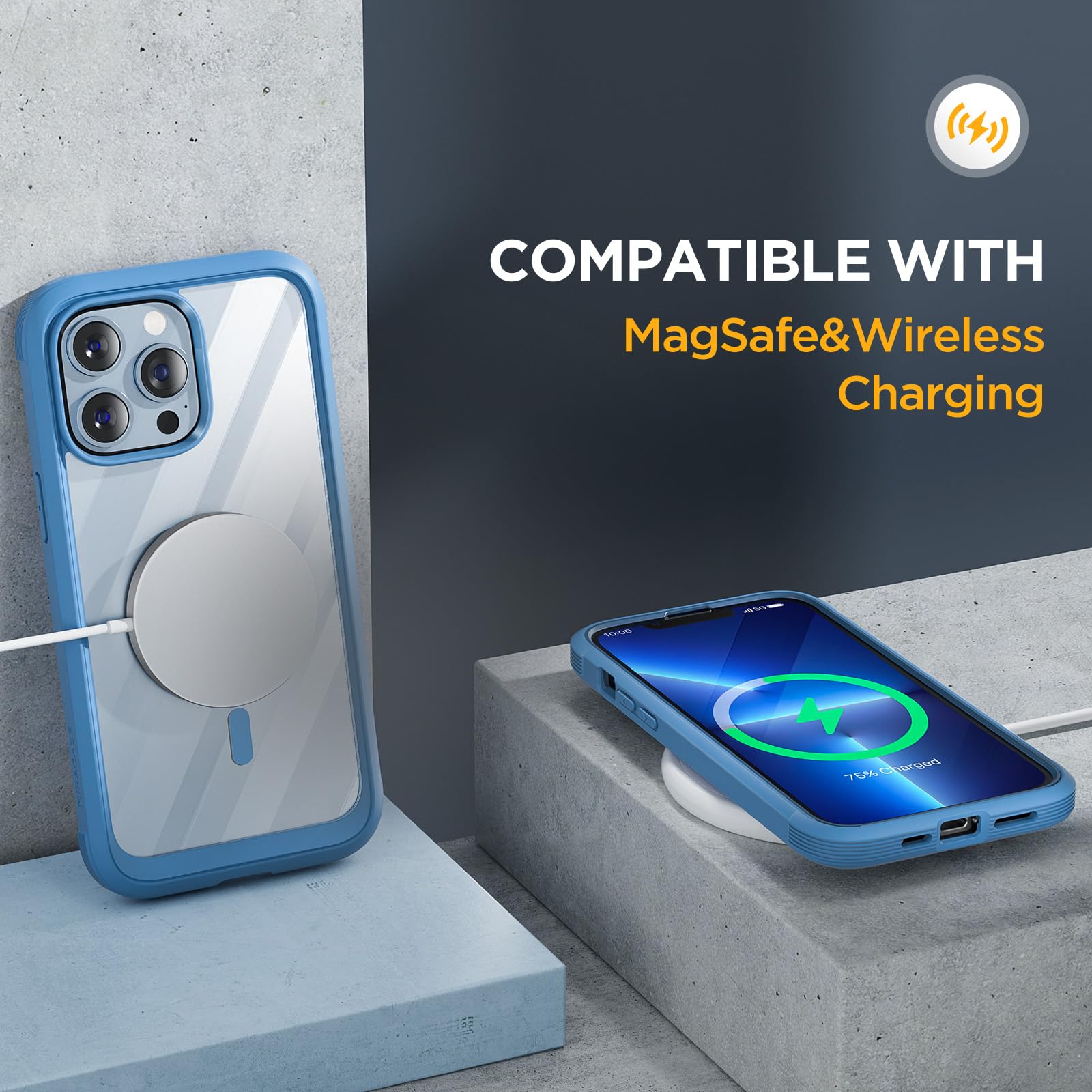 Foto 4 pulgar | Funda De Teléfono Miracase Magnetic Glass Para Iphone 13 Pro Capri Blue - Venta Internacional.