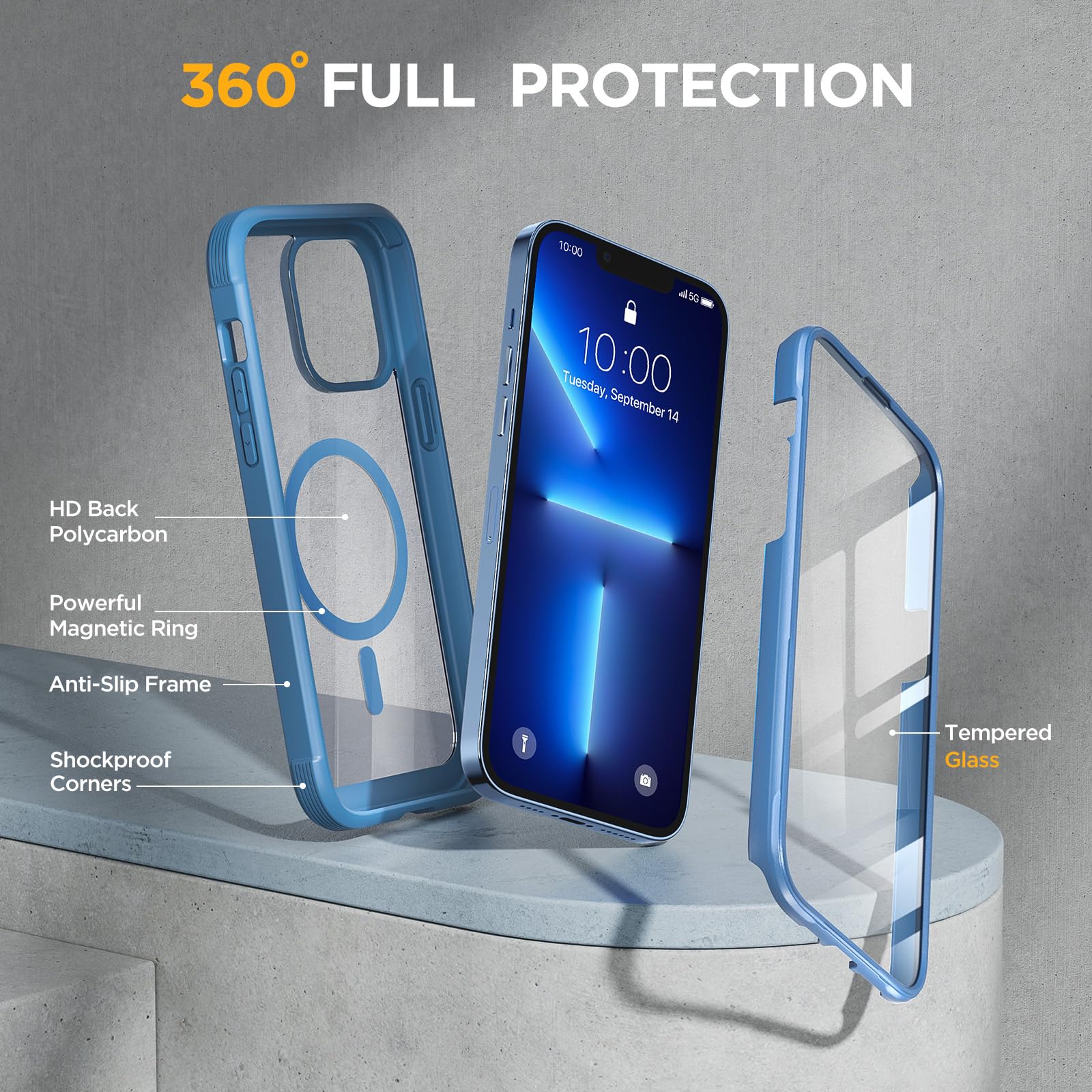 Foto 4 | Funda De Teléfono Miracase Magnetic Glass Para Iphone 13 Pro Capri Blue - Venta Internacional.