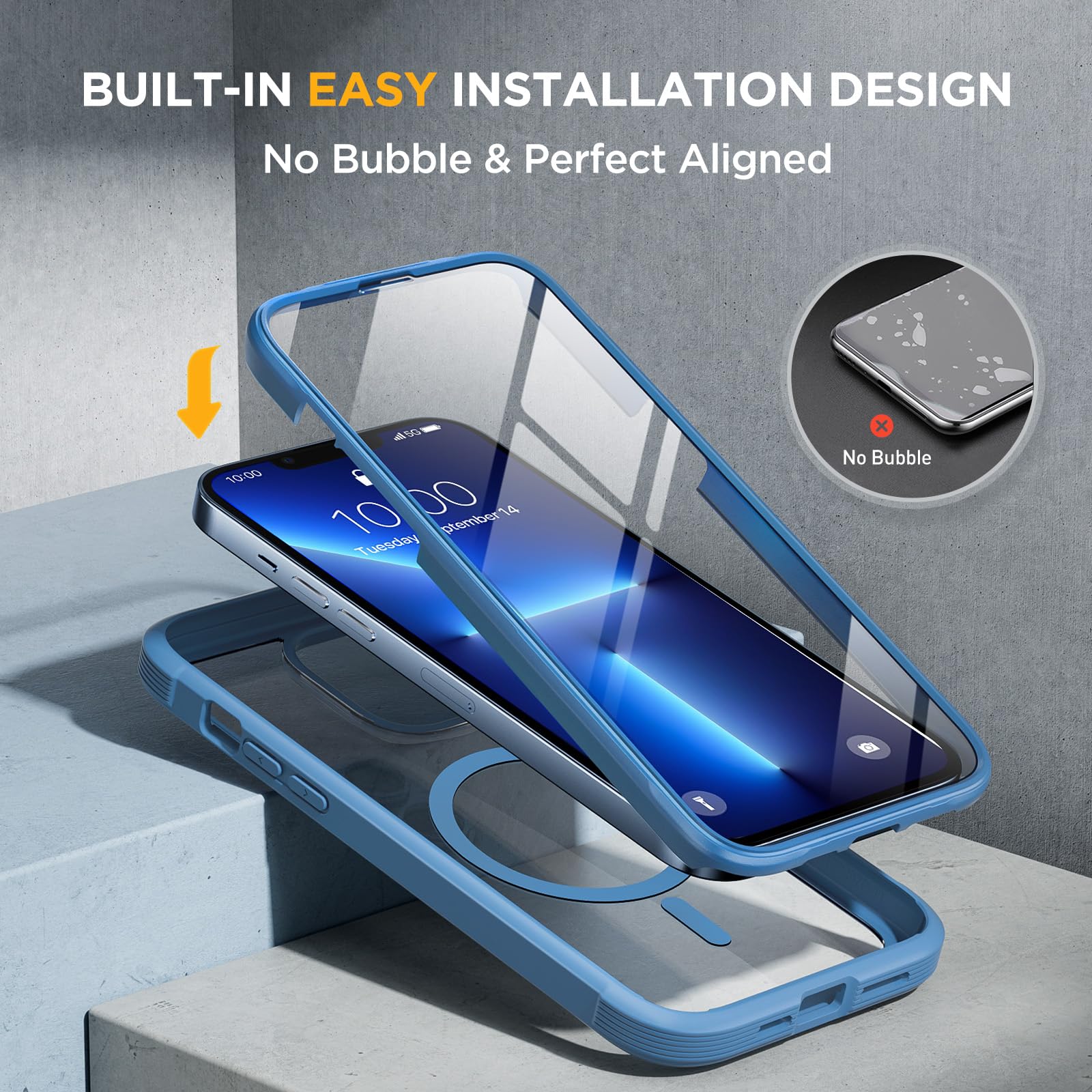 Foto 6 pulgar | Funda De Teléfono Miracase Magnetic Glass Para Iphone 13 Pro Capri Blue - Venta Internacional.