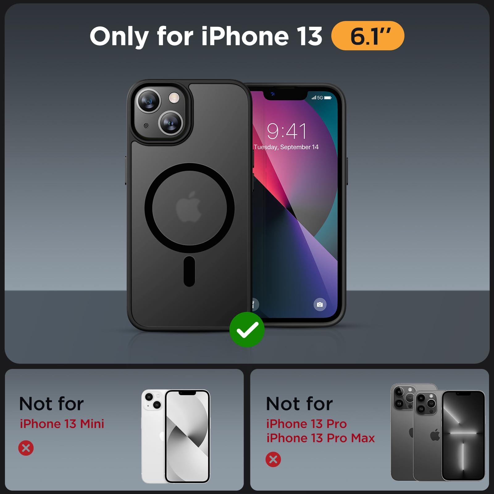Foto 3 pulgar | Funda De Teléfono Miracase Magnetic Series Para Iphone 13 Graphite - Venta Internacional.