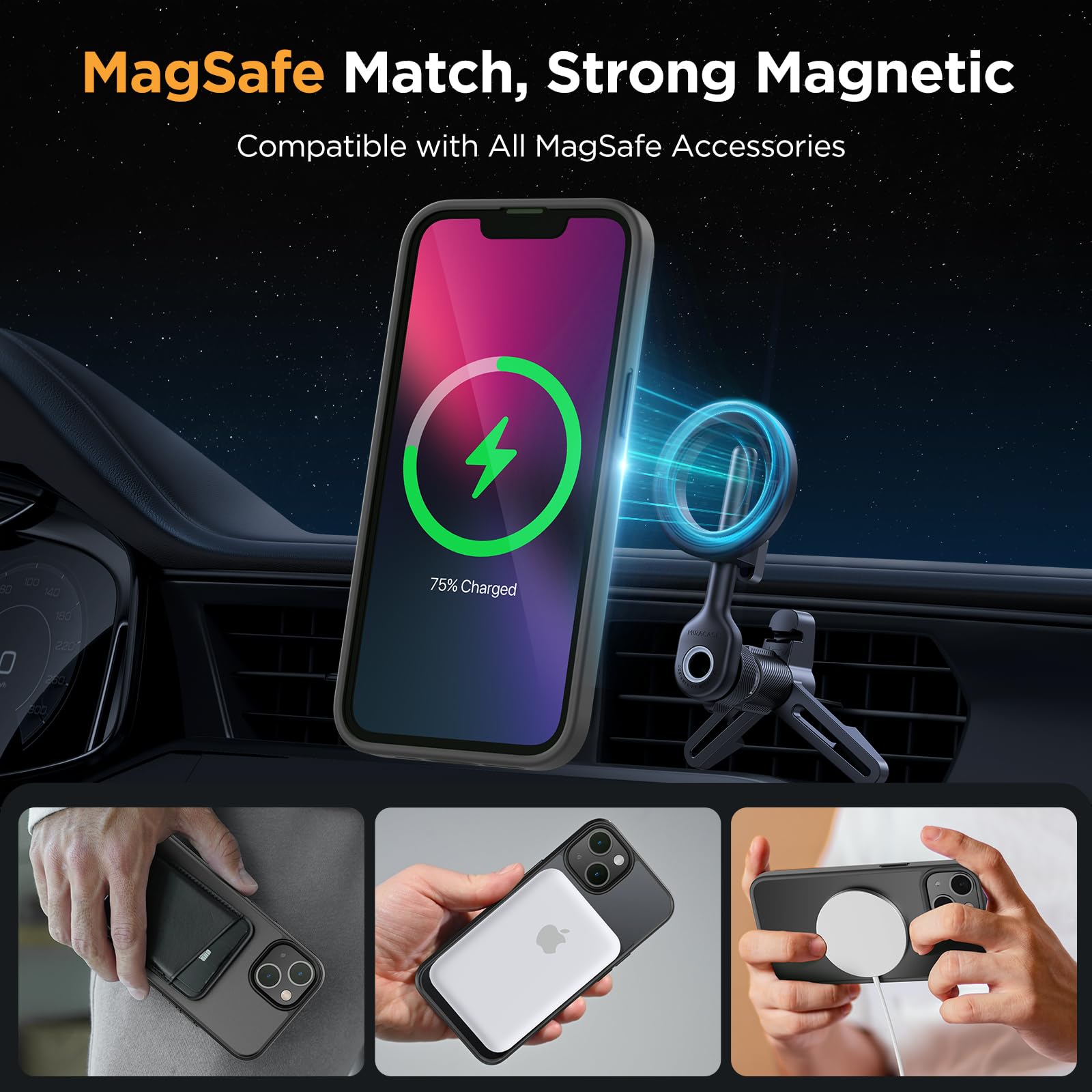 Foto 3 | Funda De Teléfono Miracase Magnetic Series Para Iphone 13 Graphite - Venta Internacional.