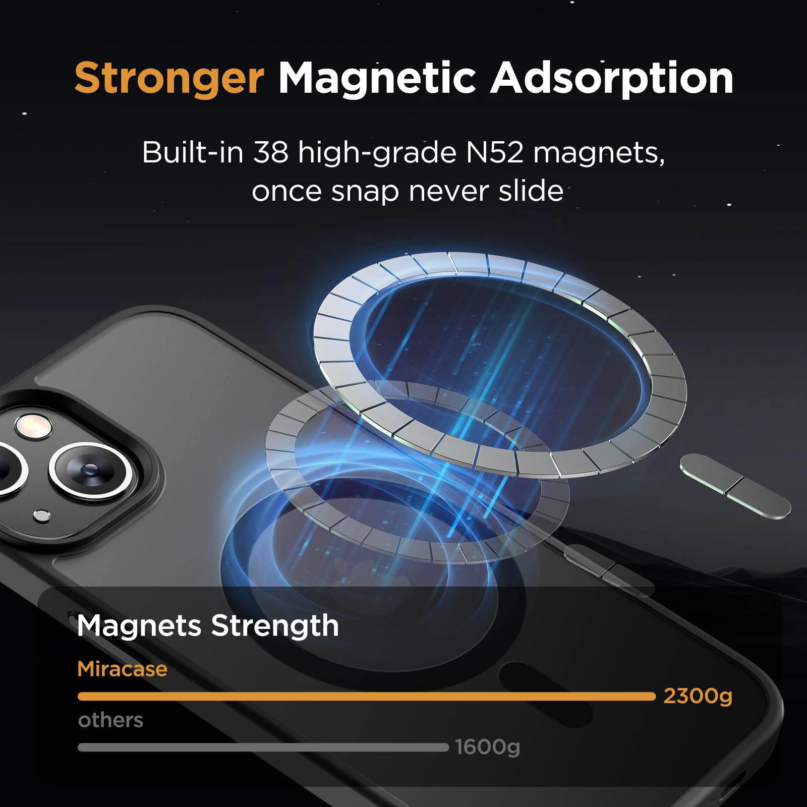 Foto 5 pulgar | Funda De Teléfono Miracase Magnetic Series Para Iphone 13 Graphite - Venta Internacional.
