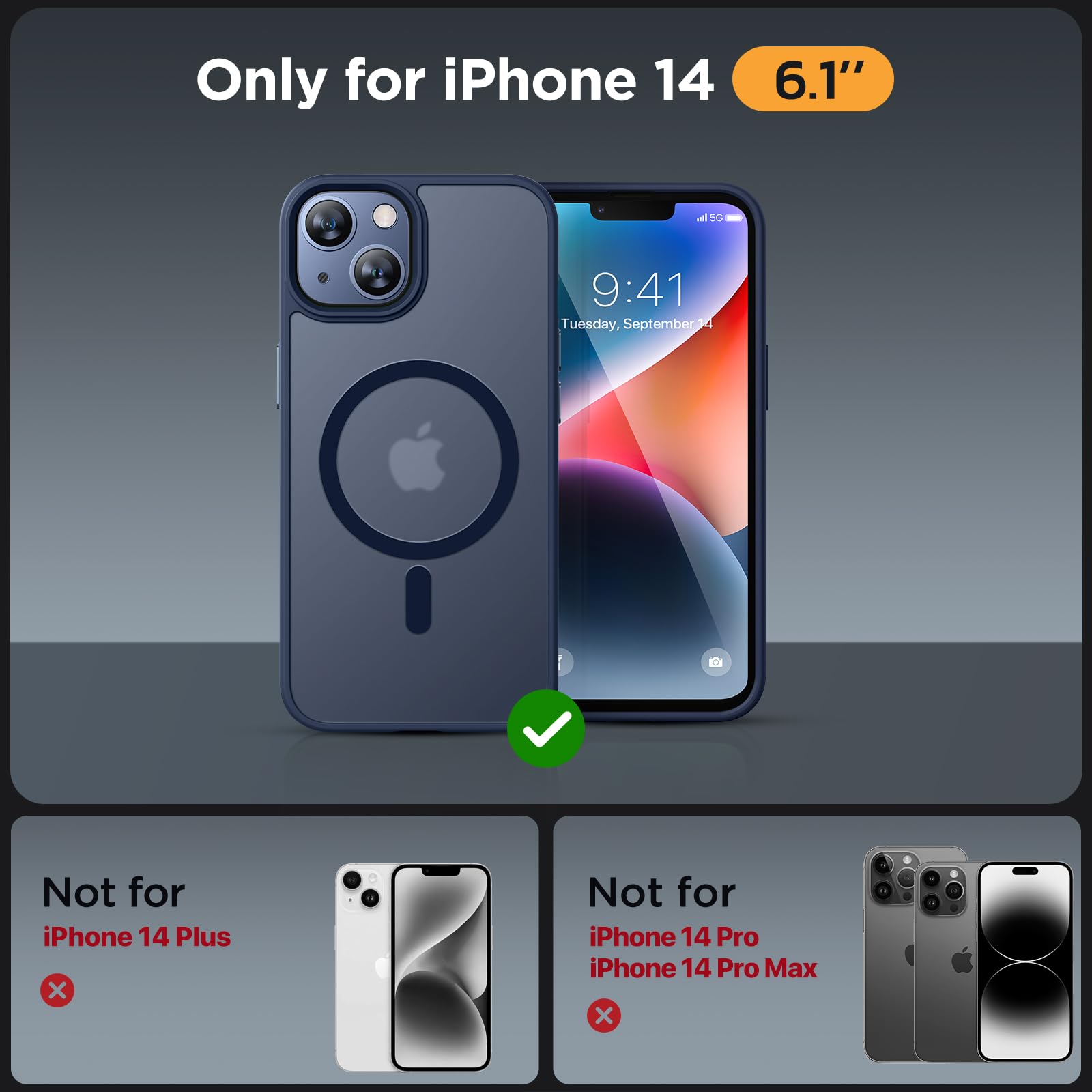 Foto 2 | Funda Para Teléfono Miracase Magnetic Series Para Iphone 14, Color Azul Oscuro - Venta Internacional.