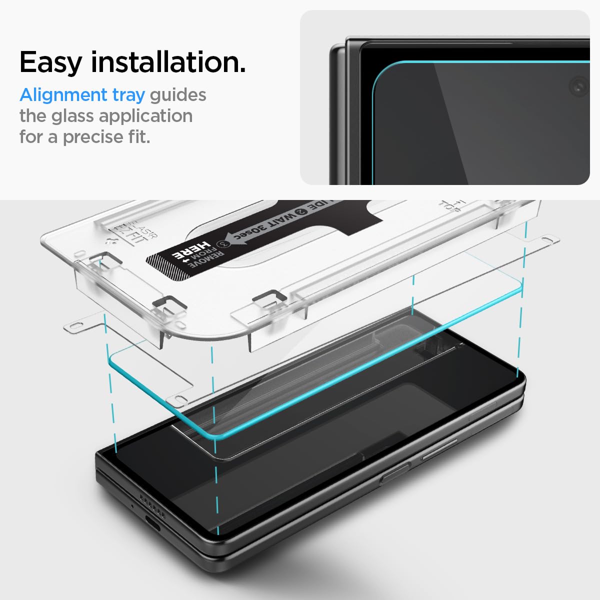Foto 6 pulgar | Protector De Pantalla Spigen Glastar Ez Fit Galaxy Z Fold 5 - Venta Internacional.