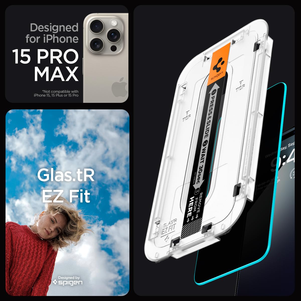 Foto 3 | Protector de Pantalla Spigen para iPhone 15 Pro Max - Venta Internacional