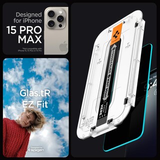 Foto 3 | Protector de Pantalla Spigen para iPhone 15 Pro Max - Venta Internacional