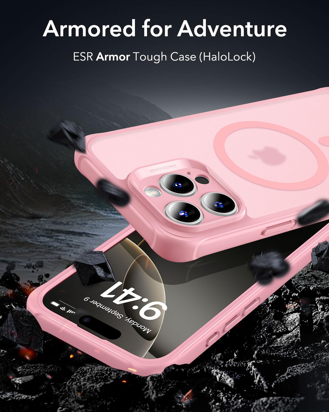 Foto 3 pulgar | Funda De Teléfono Esr Para Iphone 16 Pro Con Vidrio Templado Rosa - Venta Internacional.