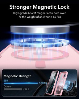 Foto 5 | Funda De Teléfono Esr Para Iphone 16 Pro Con Vidrio Templado Rosa - Venta Internacional.