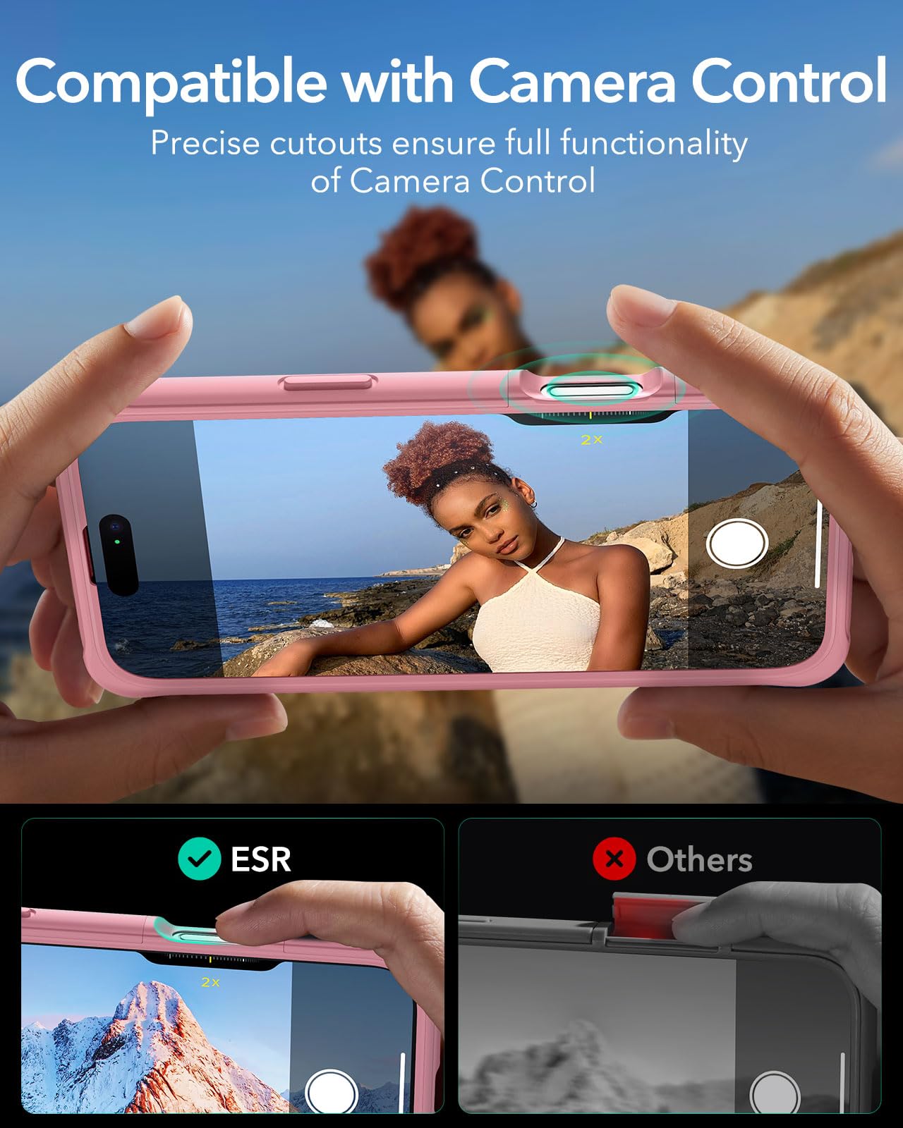 Foto 7 pulgar | Funda De Teléfono Esr Para Iphone 16 Pro Con Vidrio Templado Rosa - Venta Internacional.