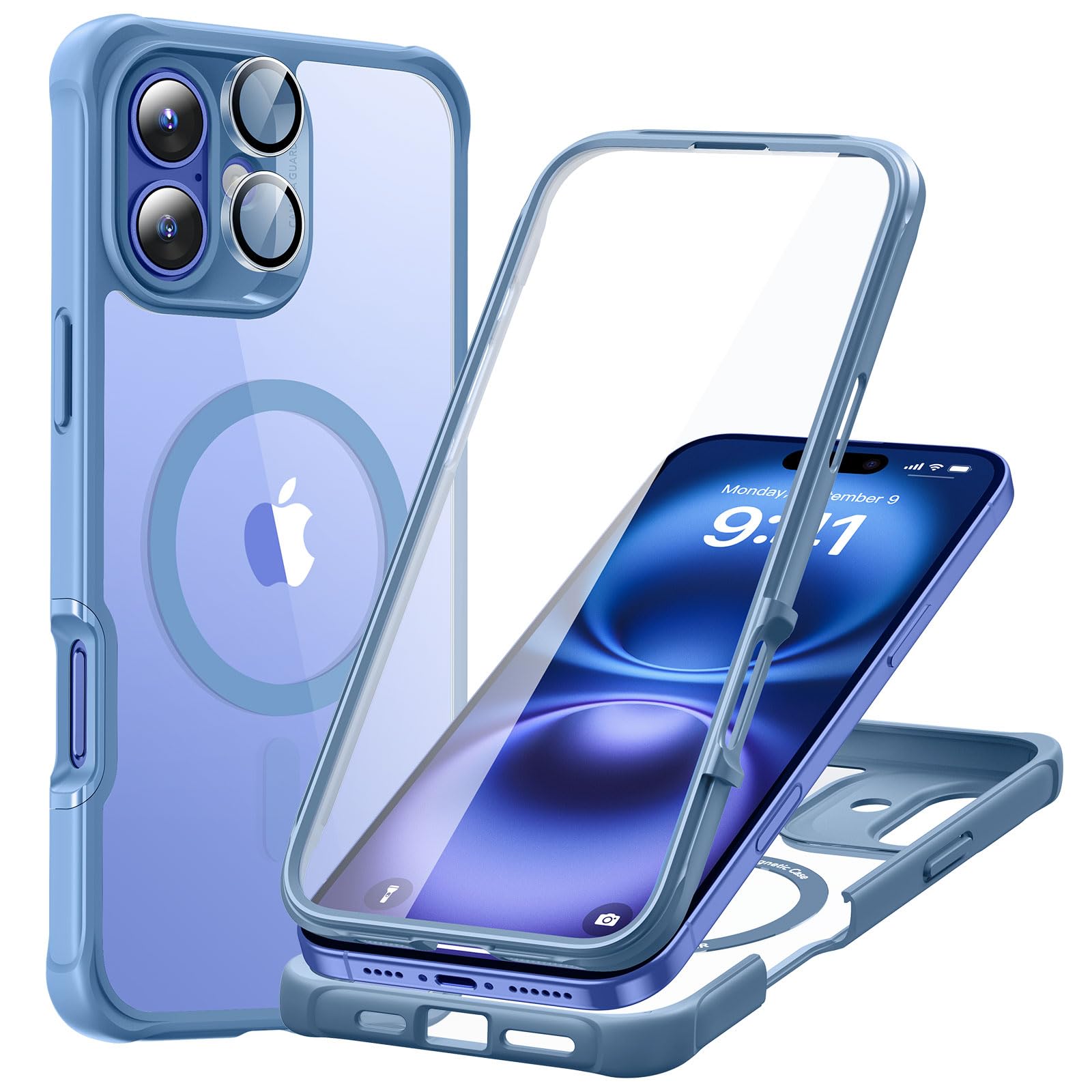 Foto 2 pulgar | Funda De Teléfono Esr Para Iphone 16 Con Vidrio Templado Azul Transparente - Venta Internacional.